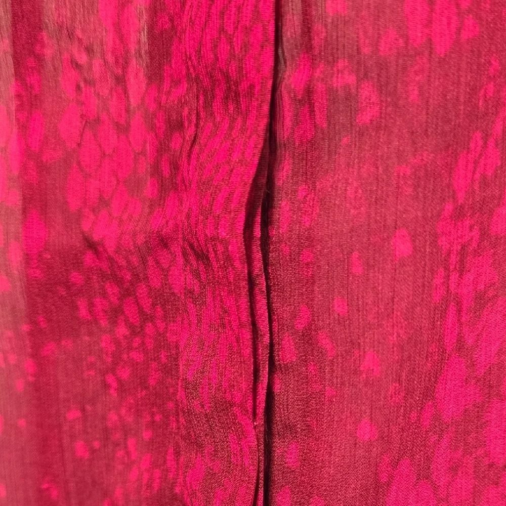 Chico's Vibrant Pink Snakeskin Pattern Sheer Blouse With Ruffles Size 12=Chicos2